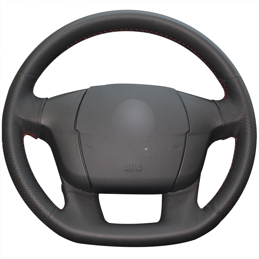 

Hand-stitched Black Artificial Leather Anti-slip Car Steering Wheel Cover for C4 C4L