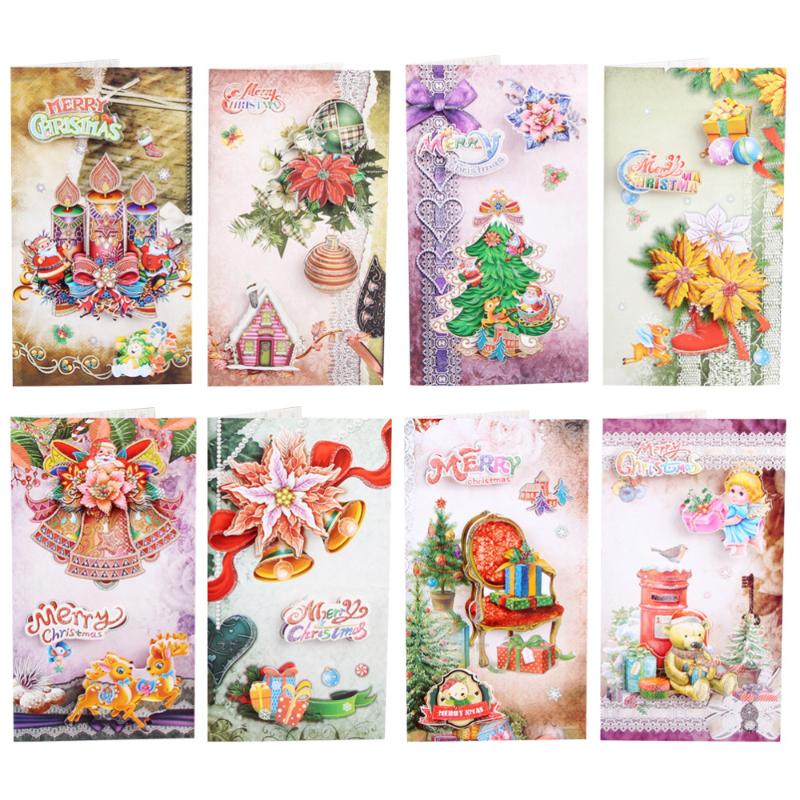 

8 Pcs Gift Cards Vintage Cards Fadeless Crafted Invitation for Christmas