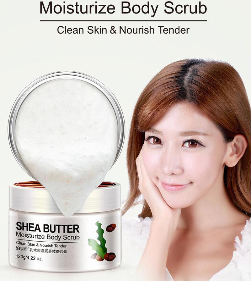 

Shea Butter Fruit Cucumber Almond Exfoliating Gel Body Scrub Cream Skin and Whitening Go Cutin Dead Skin Scrub Body Care 120G1