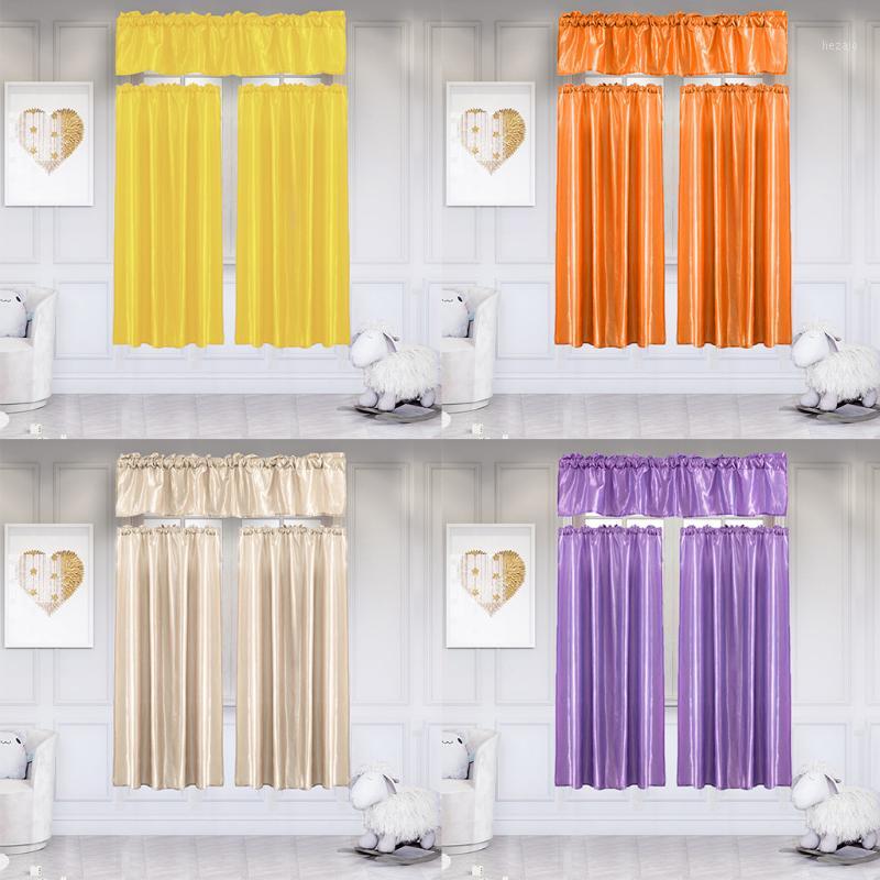 

2019 3Pcs Pure Color Kitchen Home Curtain Swag Window Curtain Set Solid Blackout Durable Party Featival Decoration #451, White
