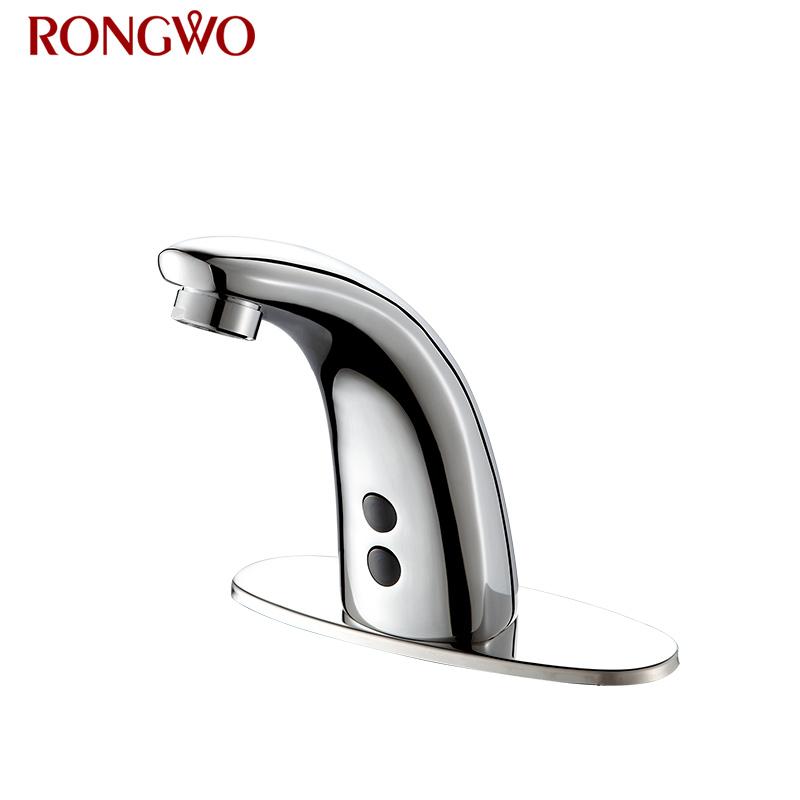 

RONGWO Bathroom Automatic Touch Free Sensor Faucet Water Saving Inductive Electric Cold Water Tap mixer battery power