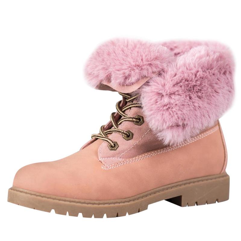 

Woman Snow Boots Fluff Buckle Turn Over High Ankle Boots Metal Decoration Fur 2020 New Winter Warm Round Toe Faux Fur Waterproof, Black