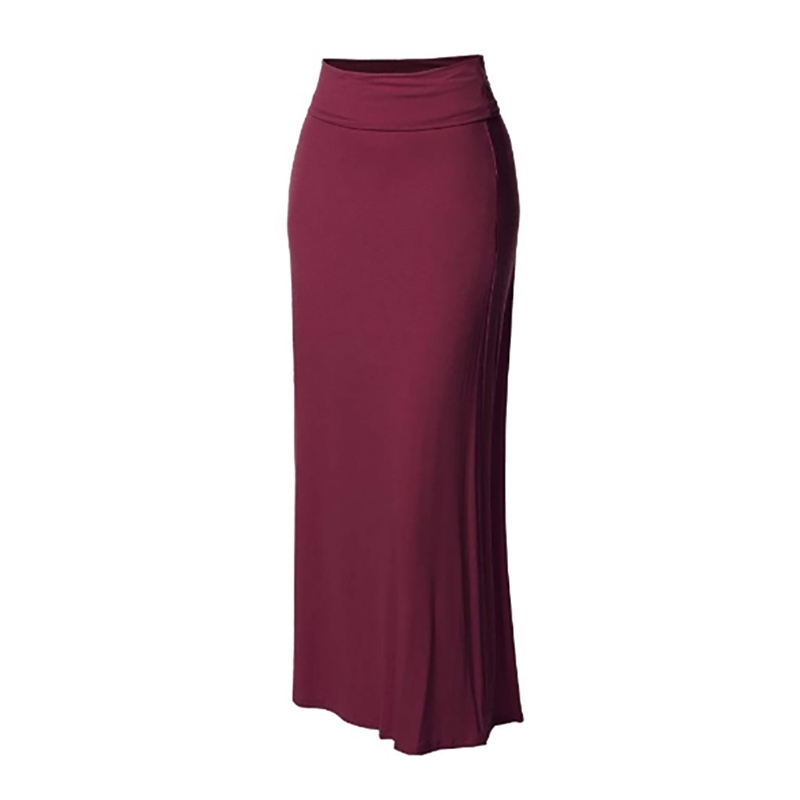 

Summer Women Solid Color High Waist Comfort Stitching Long Maxi Skirt Women Casual Pencil Floor-Length Fashion Skirt G0410#20 Y200326, Bk