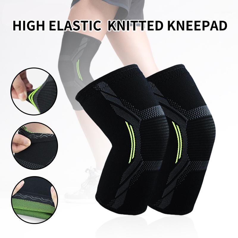 

1Pairs Sports Kneepad Men Pressurized Elastic knitted Knee Pads Support Fitness Gear Basketball Volleyball Brace Protector1, Green