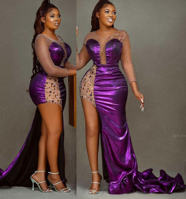 

2022 Plus Size Arabic Aso Ebi Purple Luxurious Mermaid Prom Dresses Beaded Crystals Evening Formal Party Second Reception Birthday Engagement Gowns Dress ZJ253, Pink