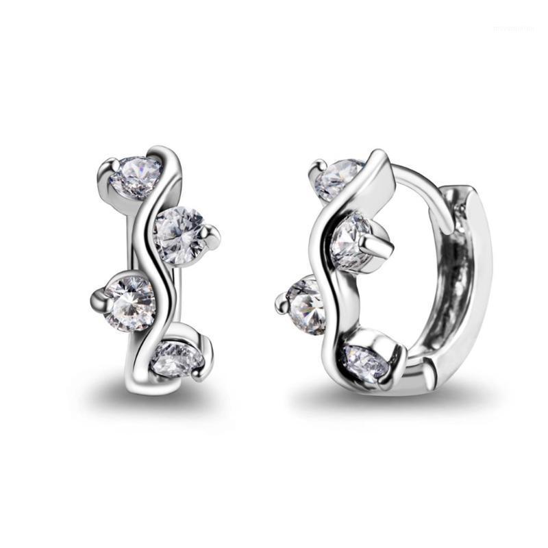 

New Silver Plated multicolor Crystal Rhinestone wedding Cubic Zirconia circle drop Earrings charm Jewelry For Woman girl gift1