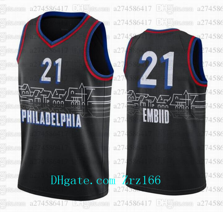 

Men Basketball Jerseys Philadelphia 76ers 25 Ben Simmons 3 Iverson 21 Embiid 2021 #00 City Black Boathouse Row Jersey, Black;red
