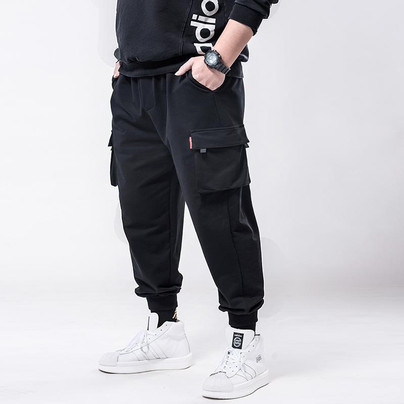 

Autumn Winter New Fashion Loose Youth Men Plus Size Elasticity Solid Color Organ Bag Skinny Casual Outdoor Jogger Sweat Pants, 70778 black
