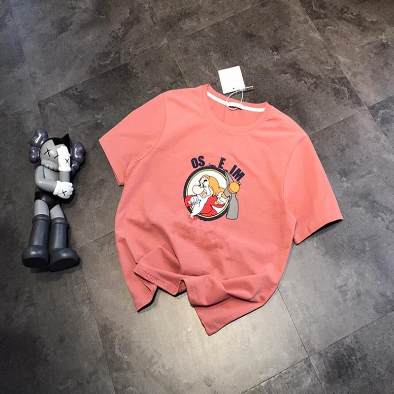 

21SS women t shirt designer clothes deisgner new age reducing cartoon letter printing casual loose round neck short sleeve T-shirt, Pink