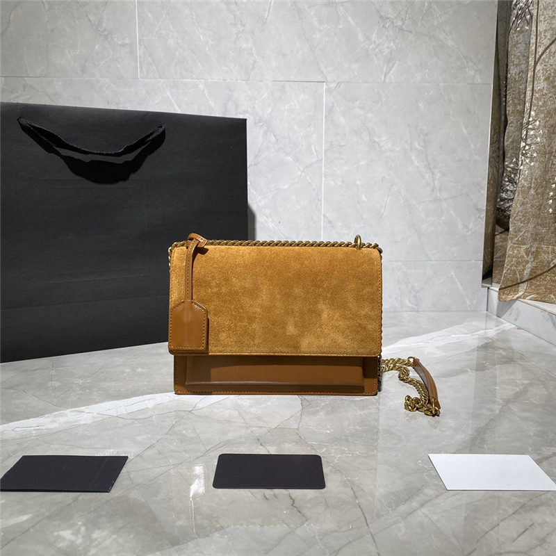 

The latest autumn and winter women Shoulder bag chain bag Toothpick pattern Nubuck leather womens Cross body handbag size 22cm 2 colors, Brown
