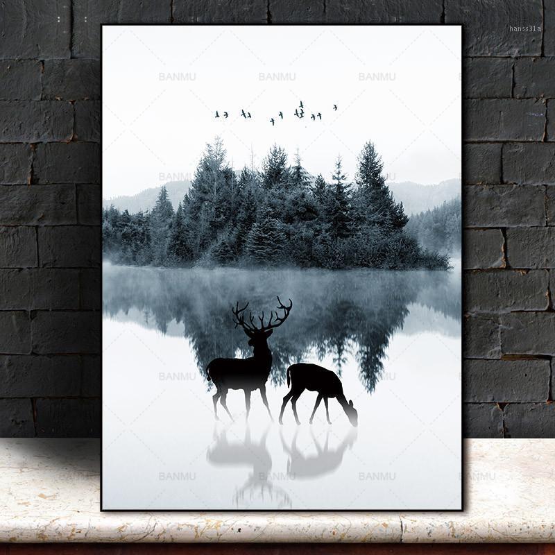 

Nordic Wall art canvas painting deer Picture canvas Picture decor poster art print Wall decration for living room1