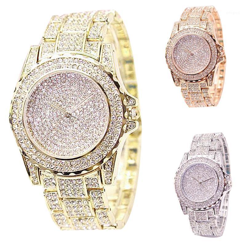 

Wristwatches 2021 Classic Luxury Rhinestone Watch Women Watches Fashion Ladies Clock Relogio Feminino Watch1, Rose golden