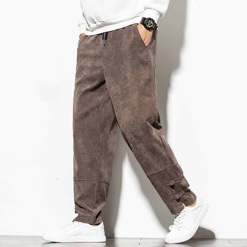 

New Men's Corduroy Casual 2021 Fashion Woman Oversize Trousers Harajuku Male Clothing Solid Color Pants T2zs, Black