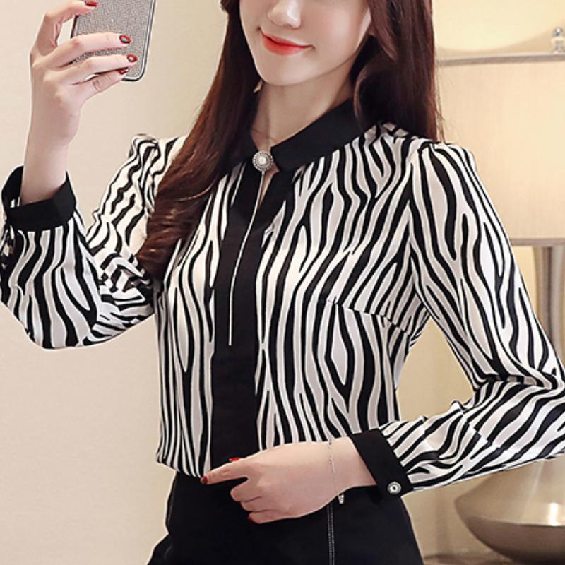 

Women' Blouses & Shirts Fashion Woman 2022 Long Sleeve Striped Chiffon Blouse Shirt Women Tops Blusas Womens And C871, Khaki