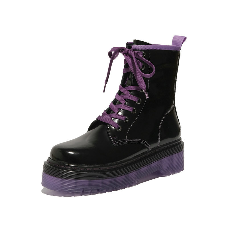 

2021 New Chunky Heels Woman Winter Warm Women Genuine Leather Ankle Fashion Short Boots Green Purple Casual Shoes Kj8e