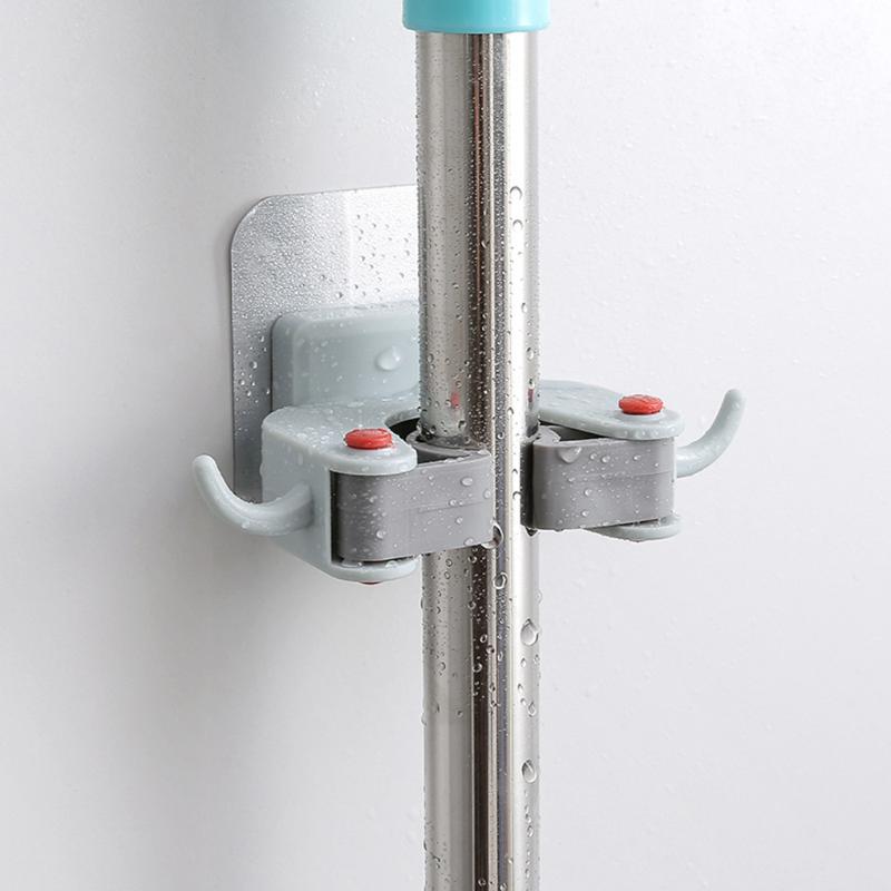 

Adhesive Wall Mounted Mop Storage Holder Hook Mop Hanger Clip Seamless Kitchen Bathroom Storage Hangers