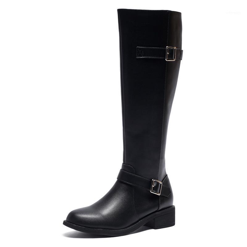 

2020 Autumn New Women's Boots Knight Boots Long Barrel Buckle Fashionable Versatile And Comfortable1, Black-b