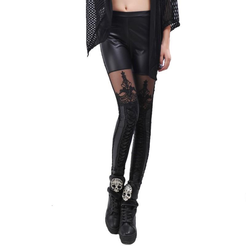 Brands Women Fashion PU Legging Leather Printing Leggins Slim High Waist Leggings Woman Pants Push Up-image-602204757