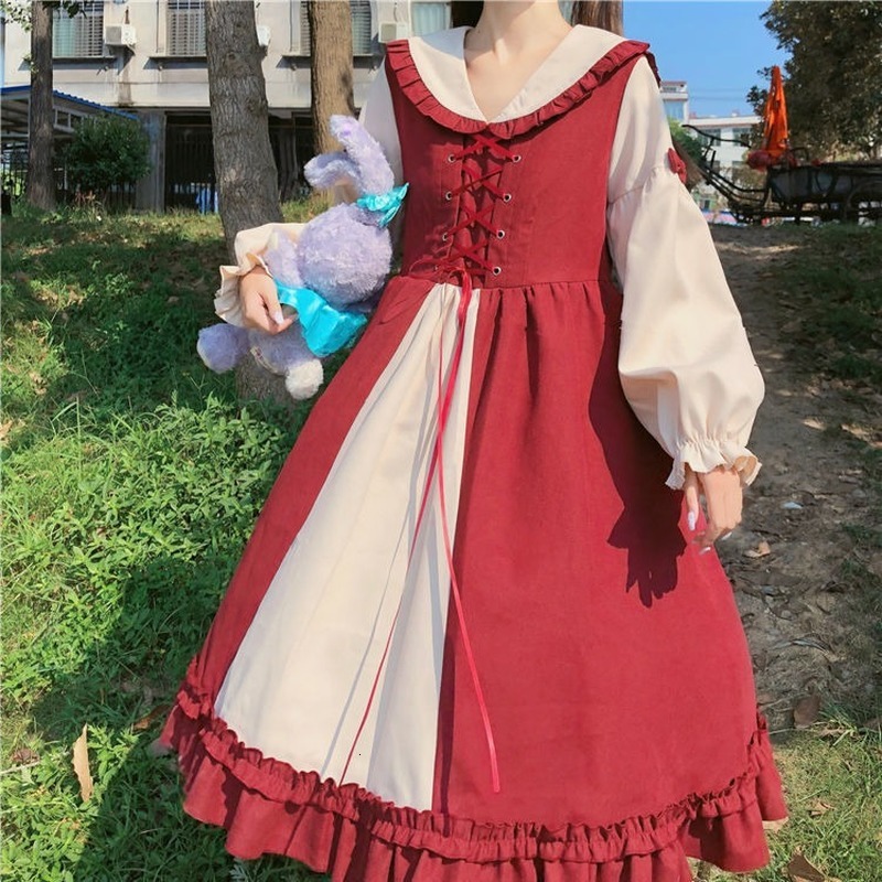 

New Spring Lolita Womene Elegant Patchwork Kawaii Party Streetwear Japanese Style Sweet Korean Women 2021 S4bi, Brown