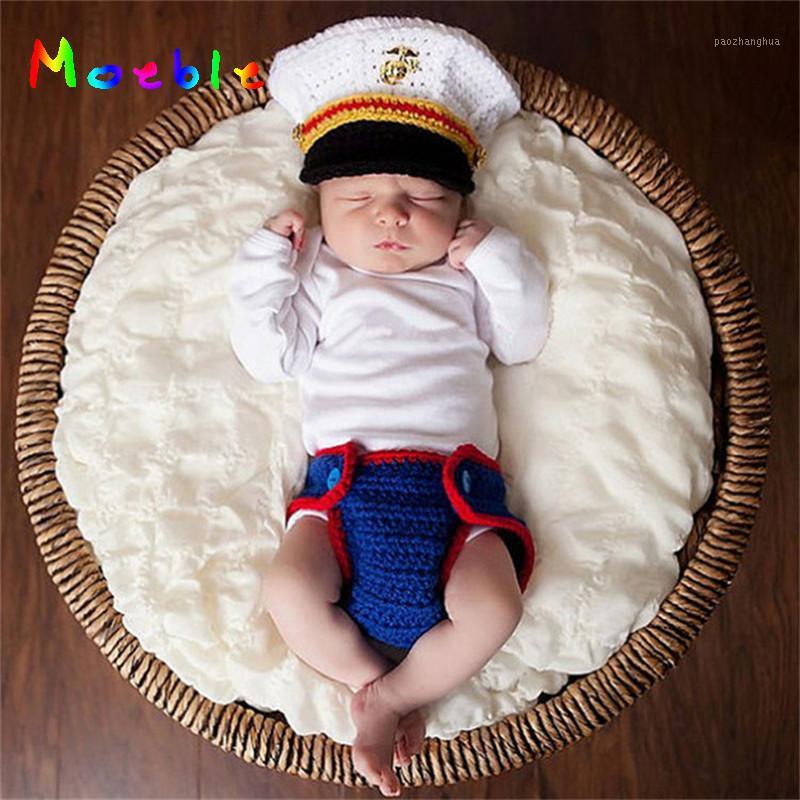 

Latest Crochet Newborn Boys Navy Costume Photo Prop Knitted Baby Hat and Diaper Set Photography Props Infant Photo Shoot Clothes1, White
