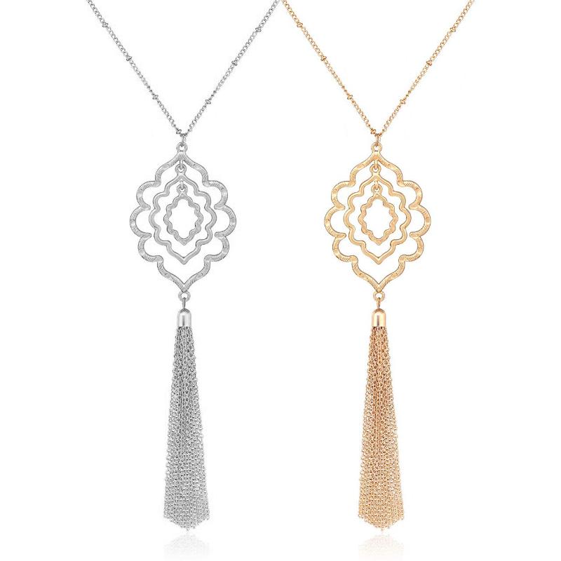 

Geometric Women's minimalist sweater chain Bohemian long tassel pendant necklace Pendant Long Necklace 2020 Fashion Jewelry