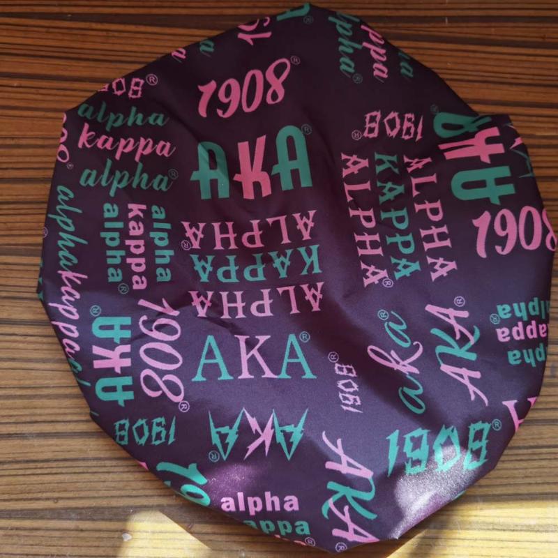 

Greek Sorority Custom Logo Double Layer Waterproof Shower Cap, Black