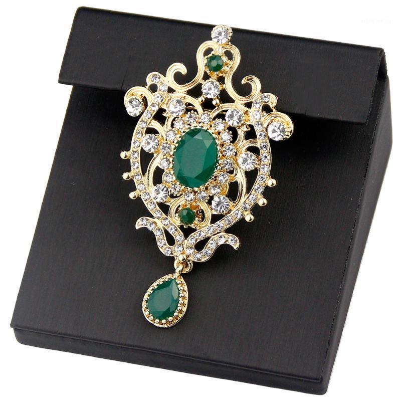 

Pins, Brooches Sunspicems Gold Color Flower Women Brooch Pin Ethnic Crystal Wedding Jewelry Arab Bridal Bijoux Morocco Caftan, Gray