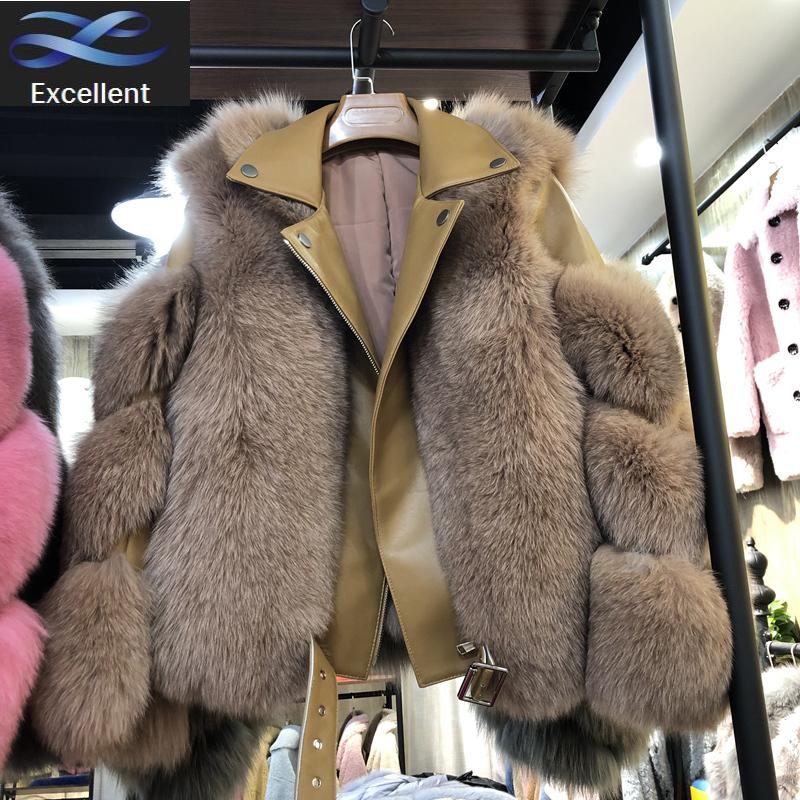 

Coat Fur Overcome 100% Women Whole Feather New Autumn Winter Jacket Female Net Red Motorcycle Models Sheepskin Overcoat, White