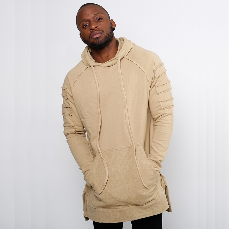 

April MOMO Men Hoodie Ripped Damage Fashion Sweatshirts Casual Pullover Sweatshirts Male Loose Style Hip Hop Hooded Hoodies 201114, Khaki