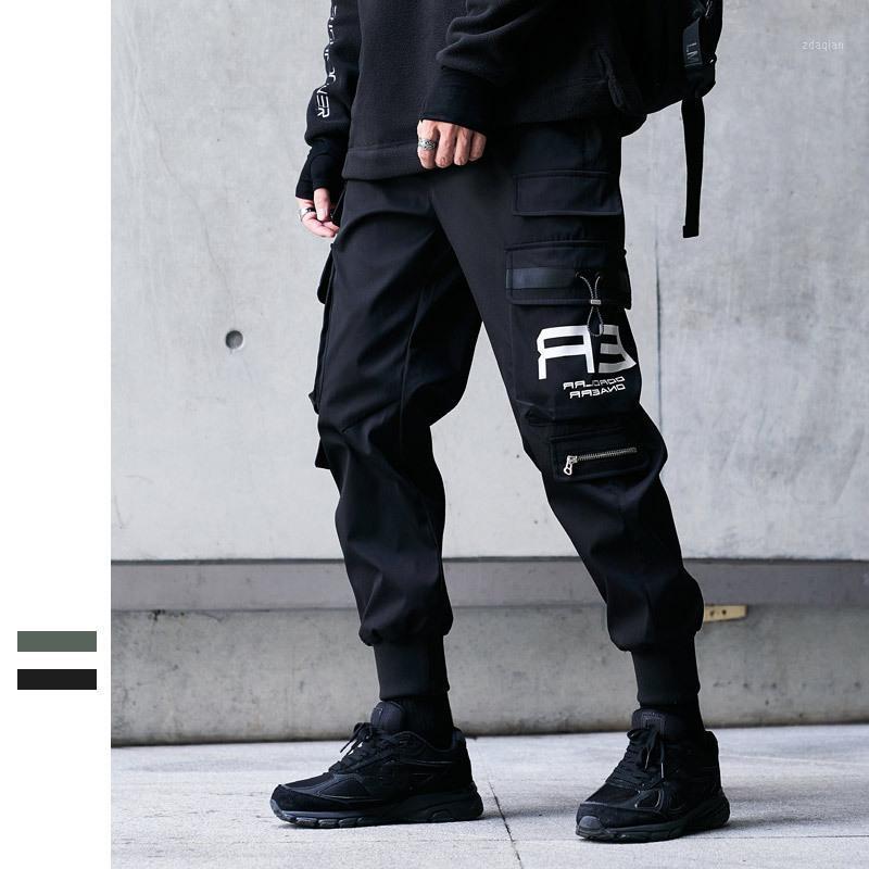 

2020 Men's High Street Popular Logo Multi-pocket Casual Pants New Cargo Pants Autumn Winter Fashion Thickened Small Leg1, Black