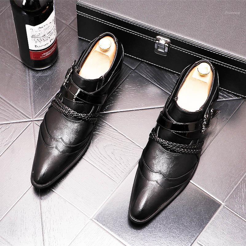 

2021 New Arrival Britain Fashion Men Pointed Toe Buckle Punk Rock Casual Oxford Wedding Groom Driving Homecoming Business Shoes1