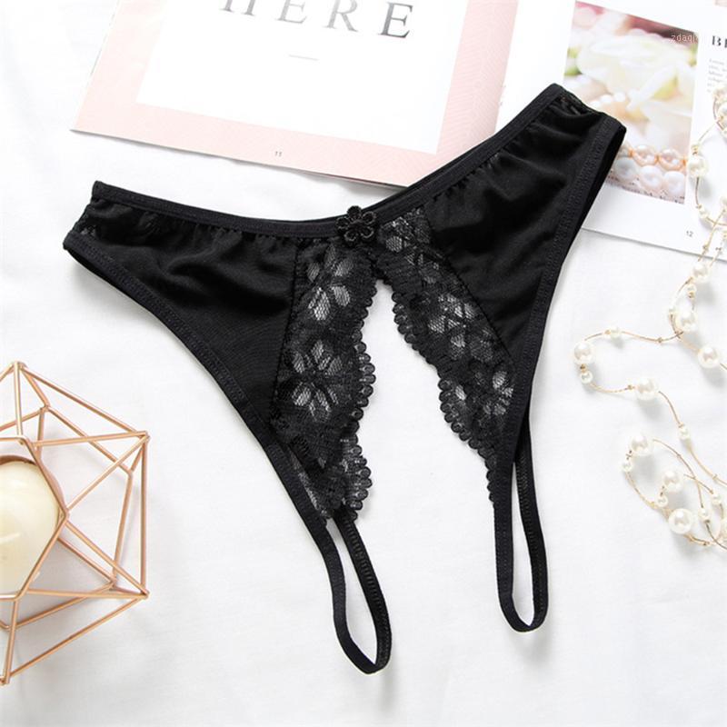 

2020 new sexy panties ladies transparent lace temptation thong low waist beautiful buttocks sexy t-pants1, Black