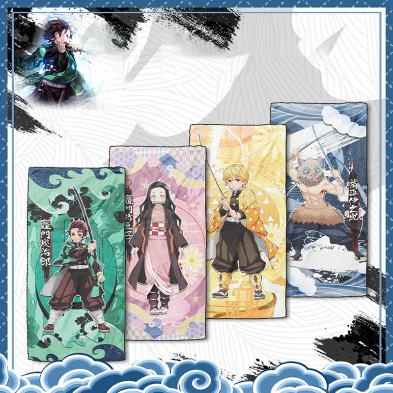

Demon Slayer Full Color Demon Slayer Tanjirou Nezuko Kimetsu No Yaiba Manga Cartoon Cotton Face Bath Towel, H04