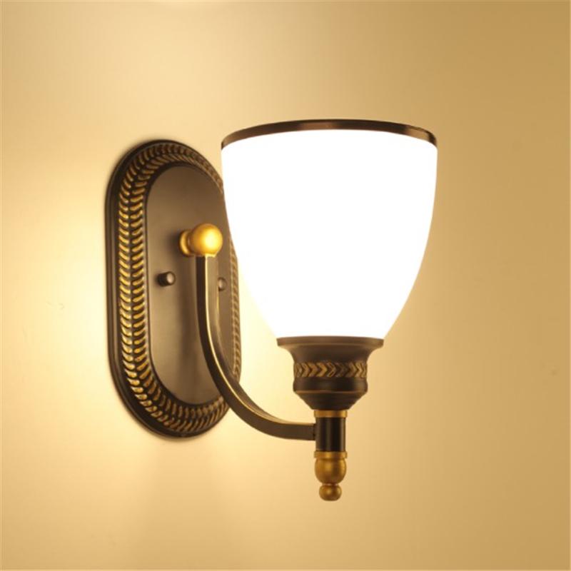 

Vintage loft European Style Oil Rubbed Bronze Wall Lighting Fixture Glass Shades Metal Lamp Sconce Indoor Home Wall Lamps