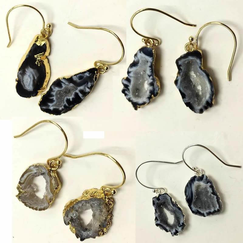 

Dangle & Chandelier Natural Onyx Irregular Quartz Earrings Multi Colorful Slice Agat Crystal Stone DIY Fit Charm Jewelrys Wholesale
