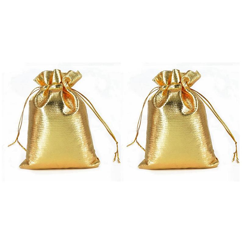 

200Pcs Gold Foil Organza Bag Candy Gift Bags Christmas Decoration Party Favor Pouch Packaging Bags (9X12cm & 7X9cm