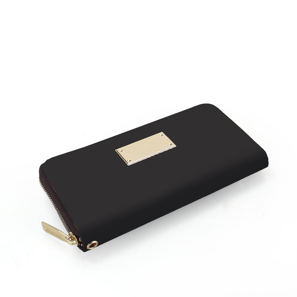 

brand designer wallet women luxury wristle handbag bag lady purse passport ID credit card holder cowhide clutch wallet pu Leather 19ap02, Black