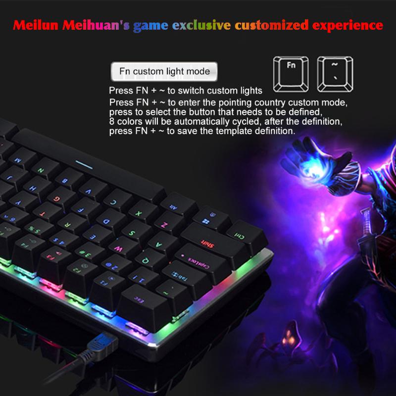 

Plug And Play Mechanical Portable 82 Keys Ergonomic Gaming Keyboard Universal For PC Laptop English Detachable RGB Backlit