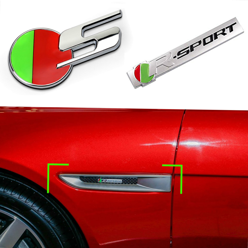 

3D Stereo Metal Emblem Badge Car Body Trunk Fender R-SPORT R S Logo Sticker For Jaguar XF XE XJ XF F-PACE E-PACE I-PACE S-TYPE