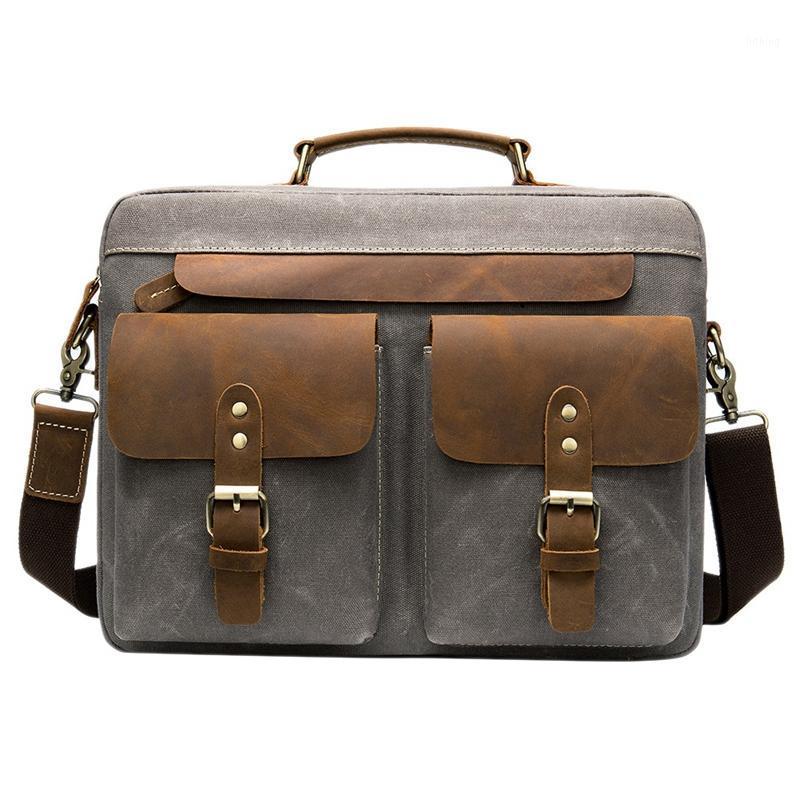 

Men Briefcases Men's Bag Genuine Leather Business Office Bags for Men Laptop Bag Leather Briefcases Male Lawyer Bags1, Gray