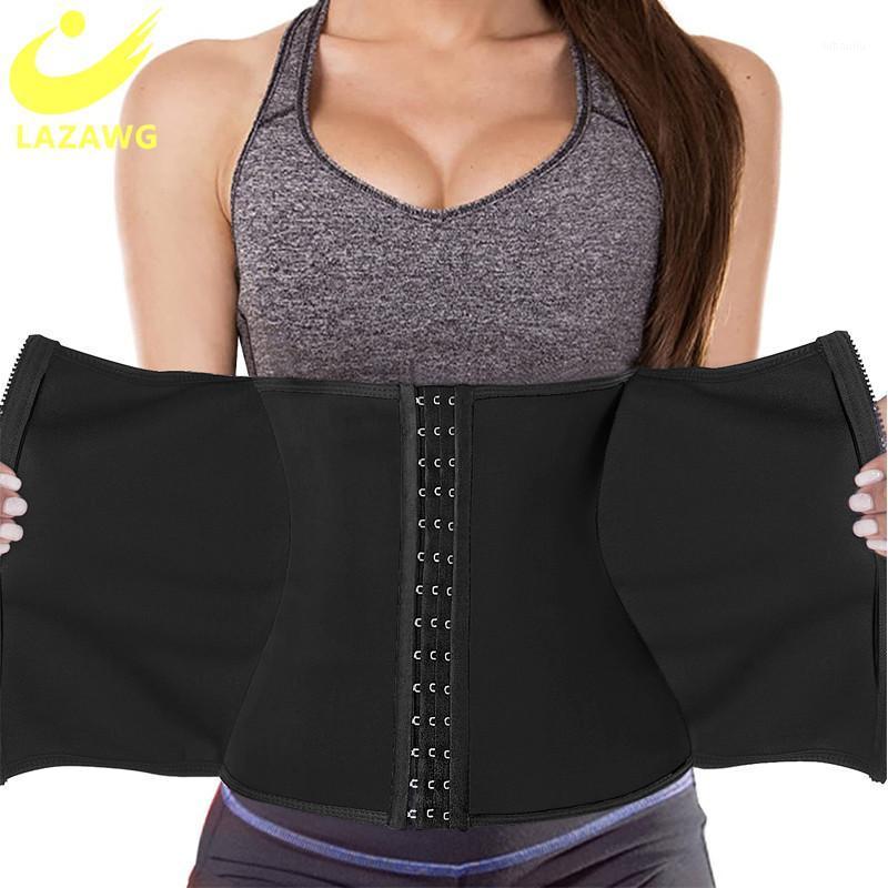 

LAZAWG Double Tummy Control Compression Sweat Strap Neoprene Sauna Body Shaper Belt Women Workout Fitness Waist Trainer Corset1, Blue