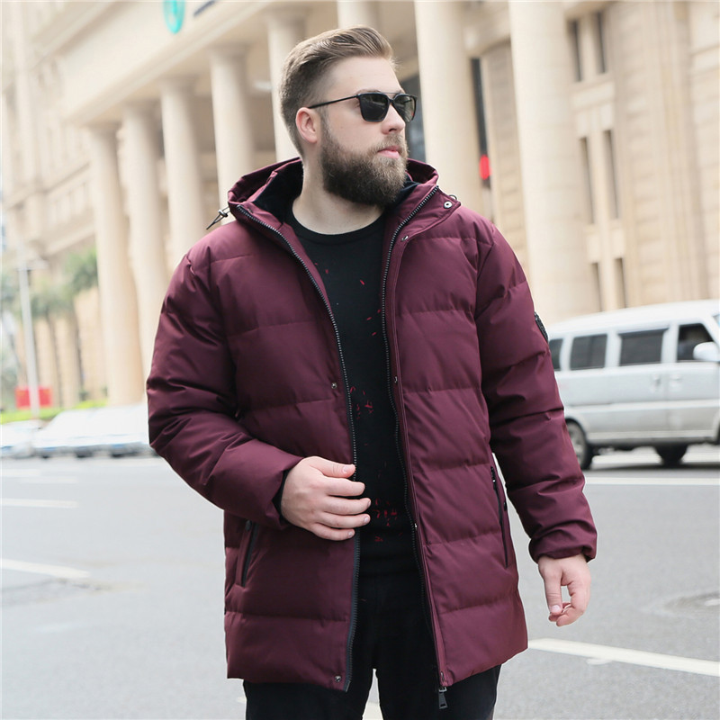 

Men's Hot New Fashion Long Casual Big Size 8xl 9xl 10xl Male Red Wine with a Hood Winter Jacket Naye, Black