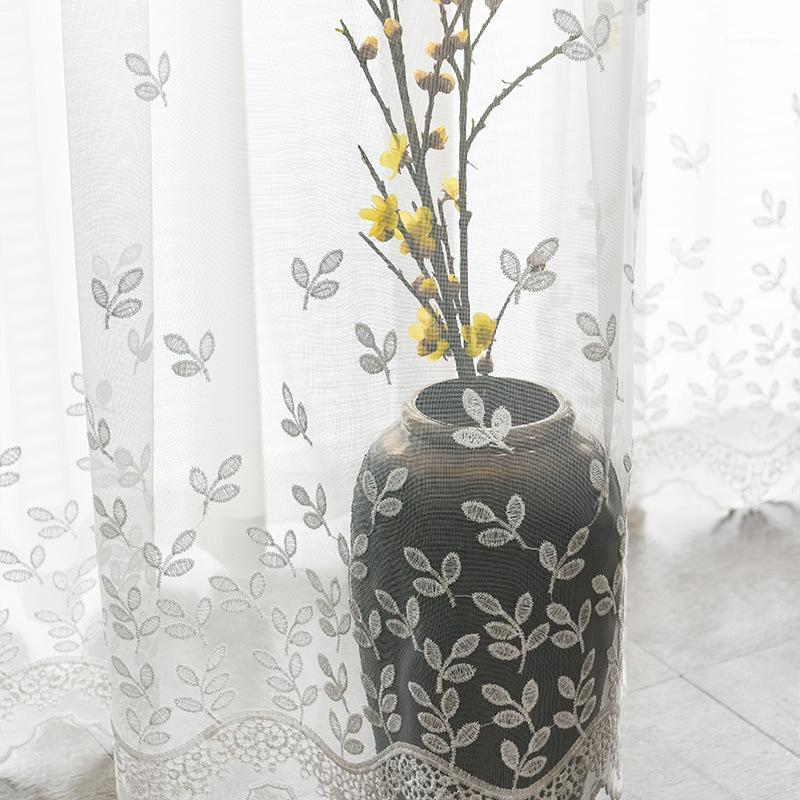 

White Floral Embroidered Tulle Curtain For Living Room Delicate Elegant Clover Translucent Organza Fabric Balcony Tende M242C1, As picture
