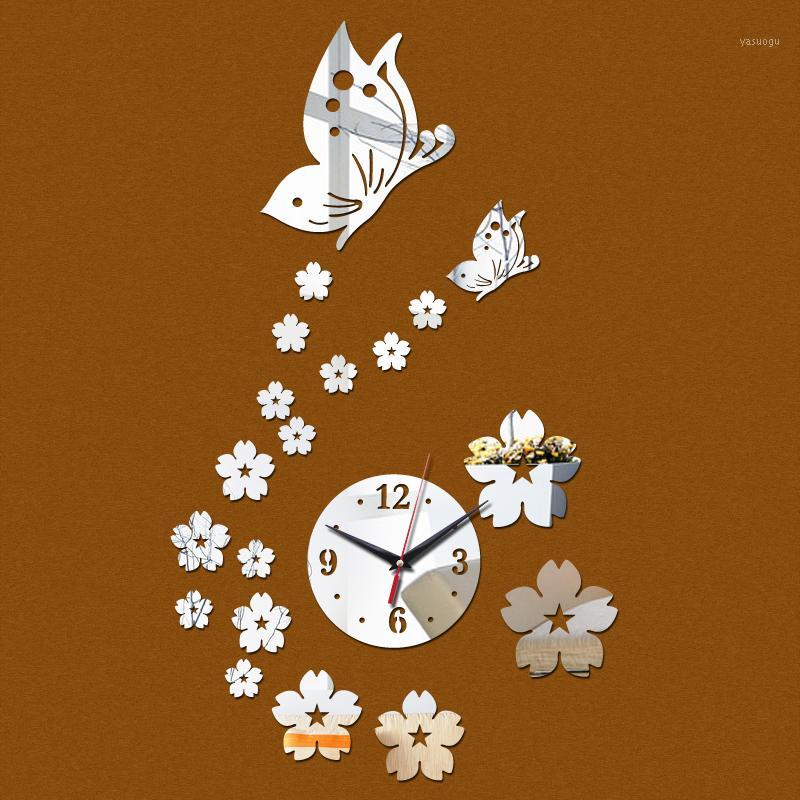

top fashion diy stickers home decor needle acrylic mirror wall clock clocks surface modern design 3d sticker1