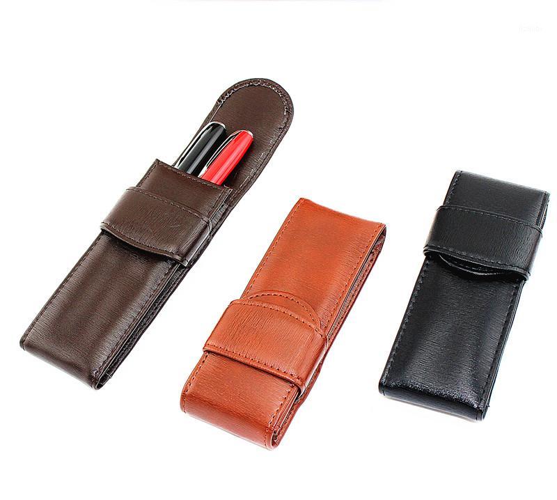 

Fountain Pen / Roller Pen Pencil Case Bag Real Leather Quality Washed Cowhide Coffee Pouch / Holder1