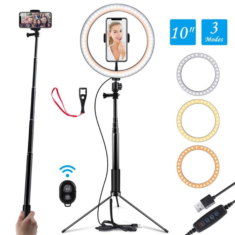 

10 Inch LED Selfie Ring Light profissional USB Ring Lamp Photography Photo with Phone Holder 1.5M tripod stand for Makeup