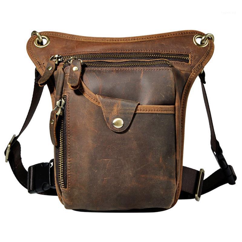 

New Men's Vintage First Layer Cowhide Leather Drop Leg Fanny Waist Pack Belt Hip Bum Messenger Cross Body Shoulder Bag1, Black