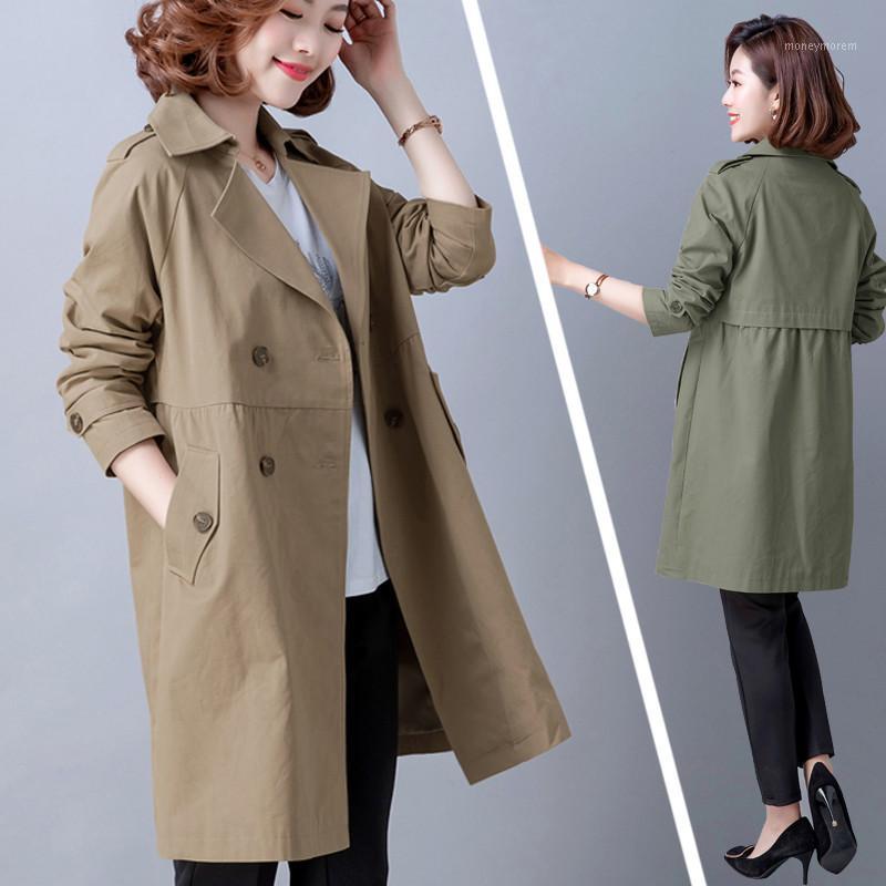 

Big Size Fashion Trench Coat For Women 2020 New Spring Autumn Cotton Suit Collar Double Breasted Windbreaker Female Outerwear1, Orange
