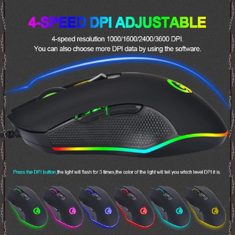 

Backlit Gaming Mouse USB Optical Wired Mouse Rechargeable 3600DPI Ergonomic Portable 6D Mice For PC Laptop Computer gamer 20J19