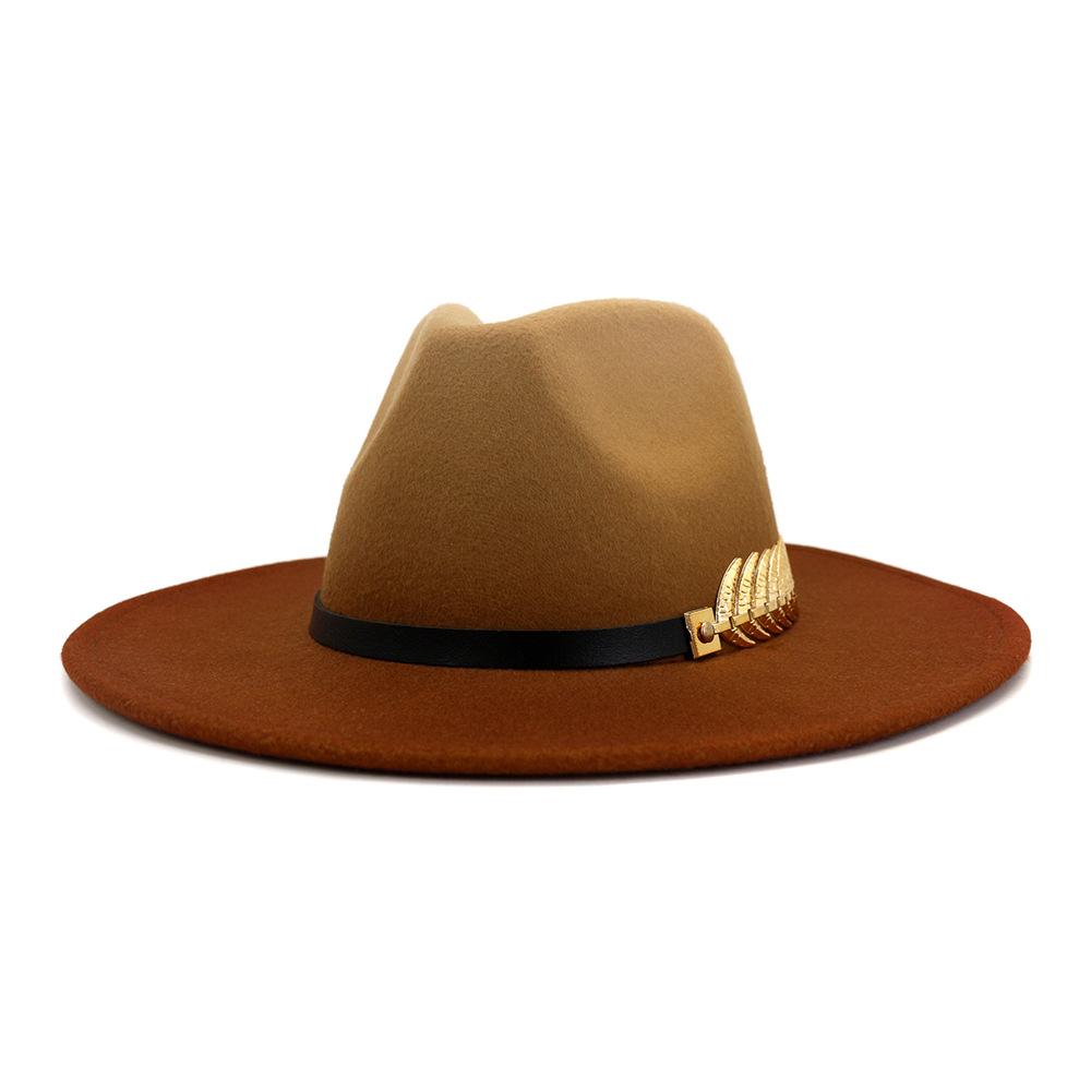 

2021 Spray-painted Woolen Jazz Hat European US Fashion Lovers Women Men Flat Large Brim Party Gradient Fedora Hats, Blue;gray